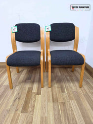 Set of 2 Madrid Visitor Chairs – Charcoal Fabric & Wooden Frame