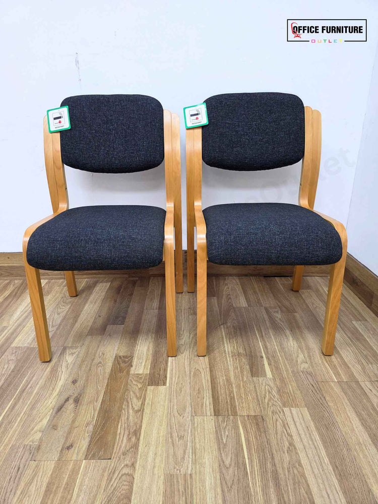 Set of 2 Madrid Visitor Chairs – Charcoal Fabric & Wooden Frame