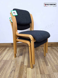 Set of 2 Madrid Visitor Chairs – Charcoal Fabric & Wooden Frame
