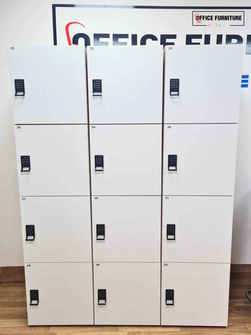 Set of 40 Narbutas Lockers (x10 Banks of 4) Combination Lock Storage