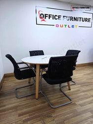 Steelcase Round Meeting Table with 4 Sedus Cantilever Chairs