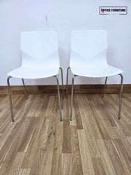 Strand+Hvass Four Design Stackable White Chairs – Set of 2