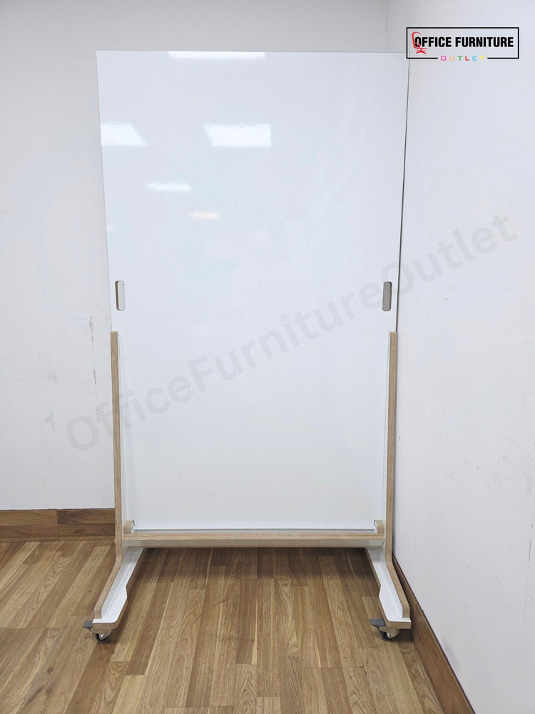 Tall Mobile Whiteboard Screen – Double Sided Office Room Divider on Wheels