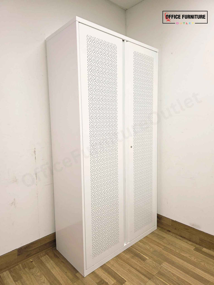 Tall White Metal Storage Cabinet 100cm Double Door (ST74)
