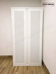 Tall White Metal Storage Cabinet 100cm Double Door (ST74)