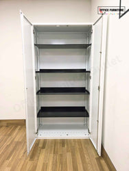 Tall White Metal Storage Cabinet 100cm Double Door (ST74)