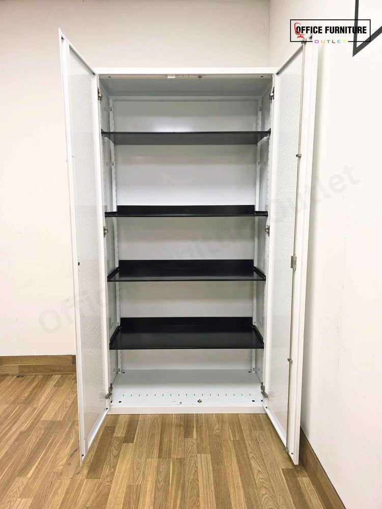 Tall White Metal Storage Cabinet 100cm Double Door (ST74)