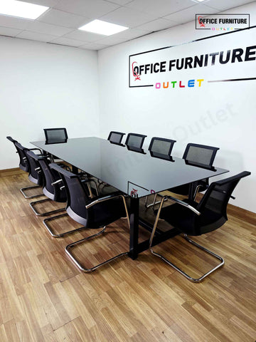 Black Glass Boardroom Table