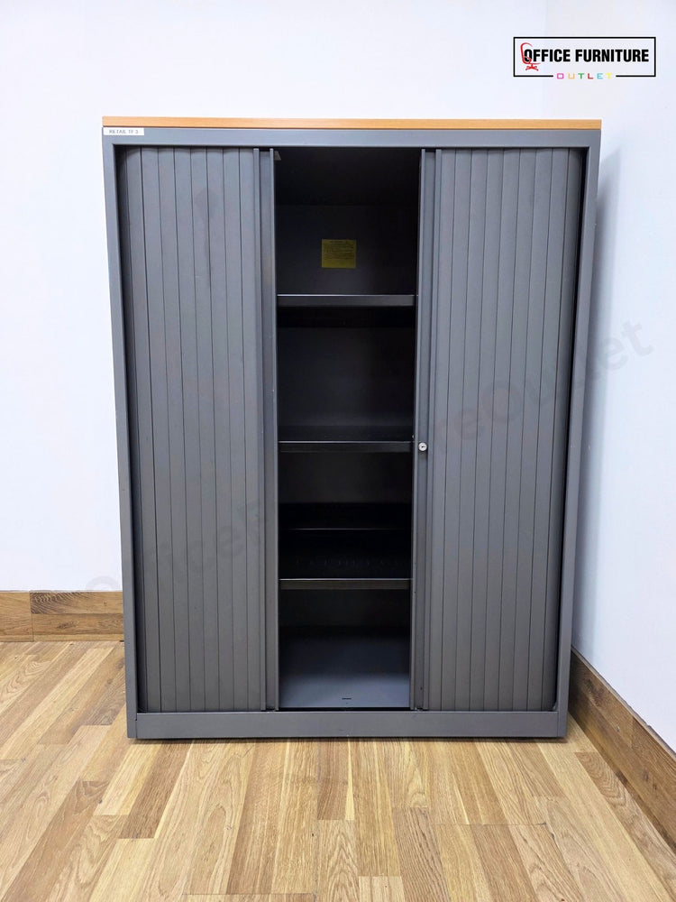 Triumph Mid-Level Tambour Oak Top Office Storage Cabinet (ST79)