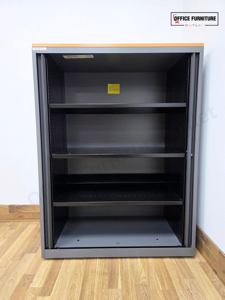 Triumph Mid-Level Tambour Oak Top Office Storage Cabinet (ST79)