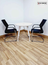 White Round Meeting Table with Integrated Power Port (RT01)