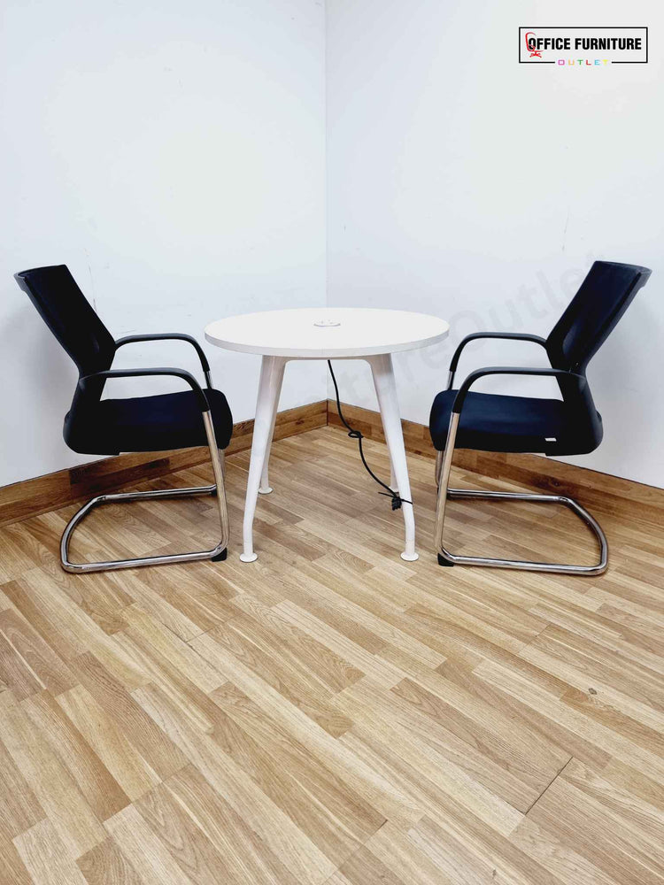 White Round Meeting Table with Integrated Power Port (RT01)
