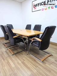 Vitra Meeting Table & 6 Zante Leather Meeting Chairs