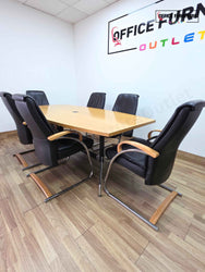 Vitra Meeting Table & 6 Zante Leather Meeting Chairs