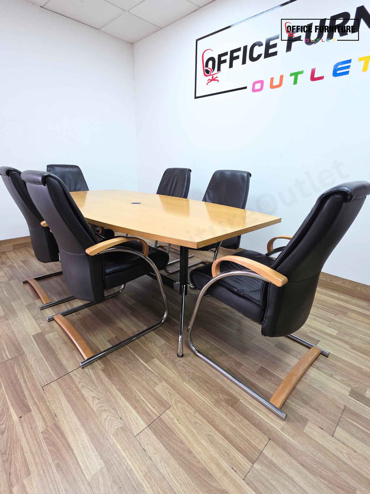 Vitra Meeting Table & 6 Zante Leather Meeting Chairs