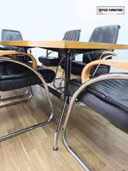 Vitra Meeting Table & 6 Zante Leather Meeting Chairs