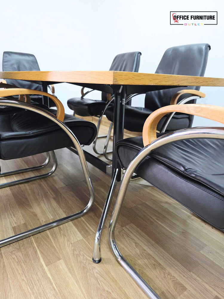 Vitra Meeting Table & 6 Zante Leather Meeting Chairs