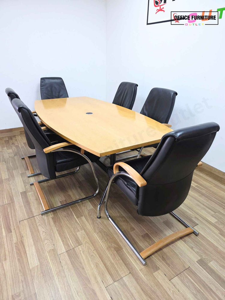 Vitra Meeting Table & 6 Zante Leather Meeting Chairs