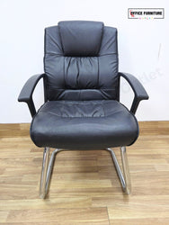 Walnut 6 Person Meeting Table with 6 Faux Leather Chairs
