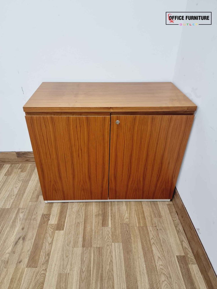 Walnut & White Low-Level Storage Cabinet