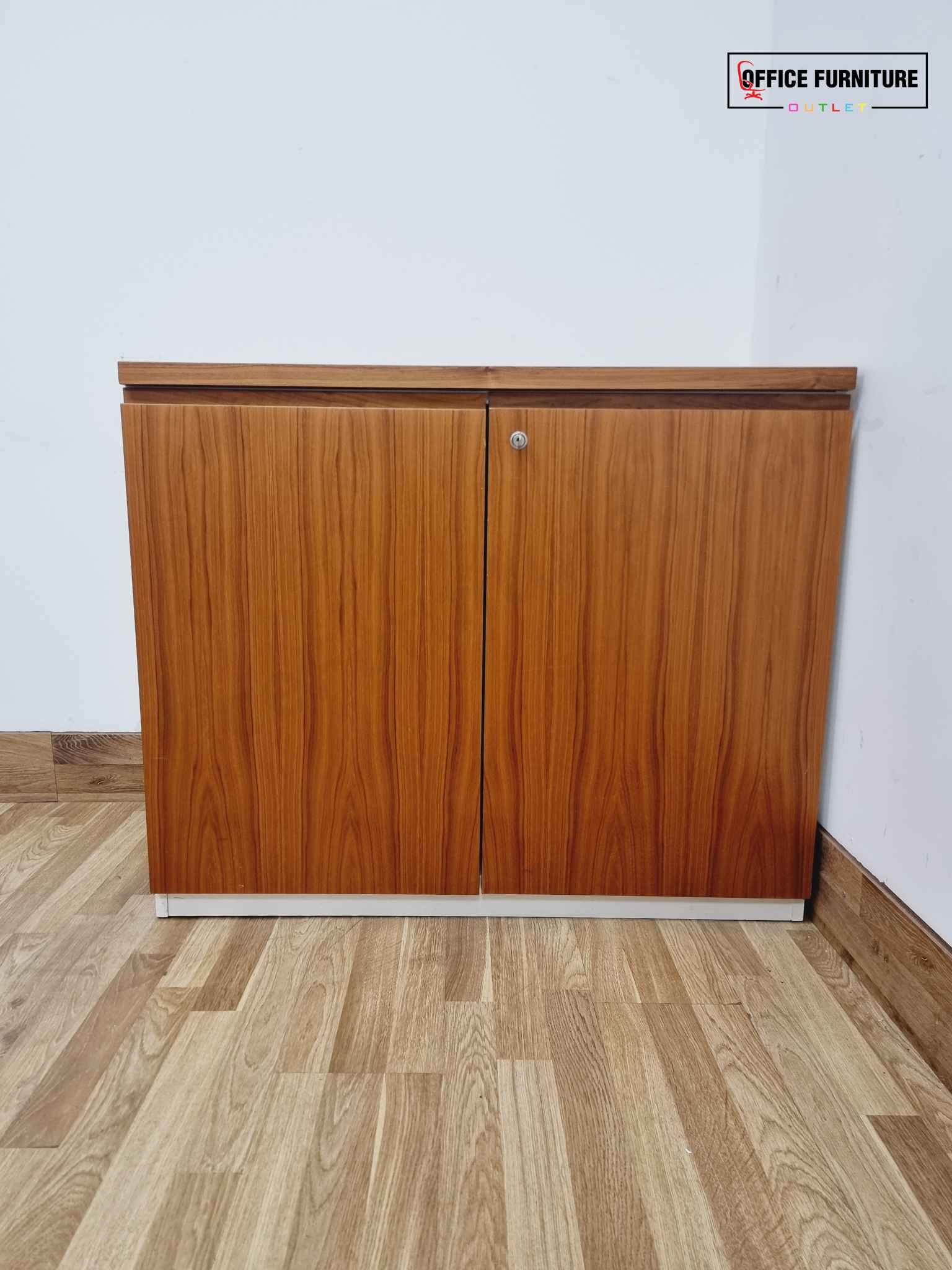Walnut & White Low-Level Storage Cabinet