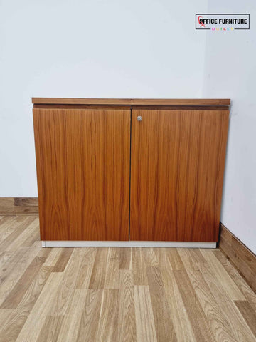 Walnut & White Low-Level Storage Cabinet