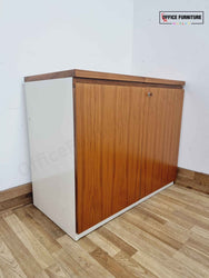 Walnut & White Low-Level Storage Cabinet
