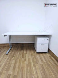 Brand New Straight White Office Desk with Under Desk Pedestal (160cm x 80cm)