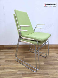 White Round Meeting Table with 2 Allermuir Confer Cantilever Armchairs (RT03)