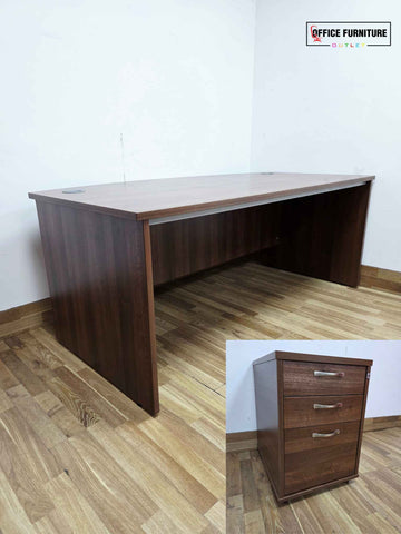Executive Walnut Desk with Matching Under-Desk Pedestal (180x100/80cm)