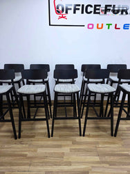 Frovi Scandi High Stool – Black Frame with Grey Upholstered Seat (Set of 10)