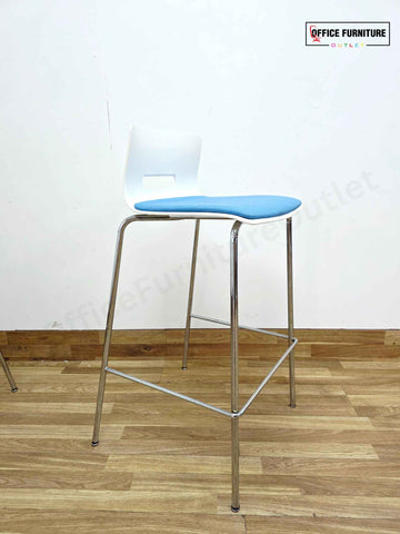 Allermuir White & Blue Bar Stool - Set of 3