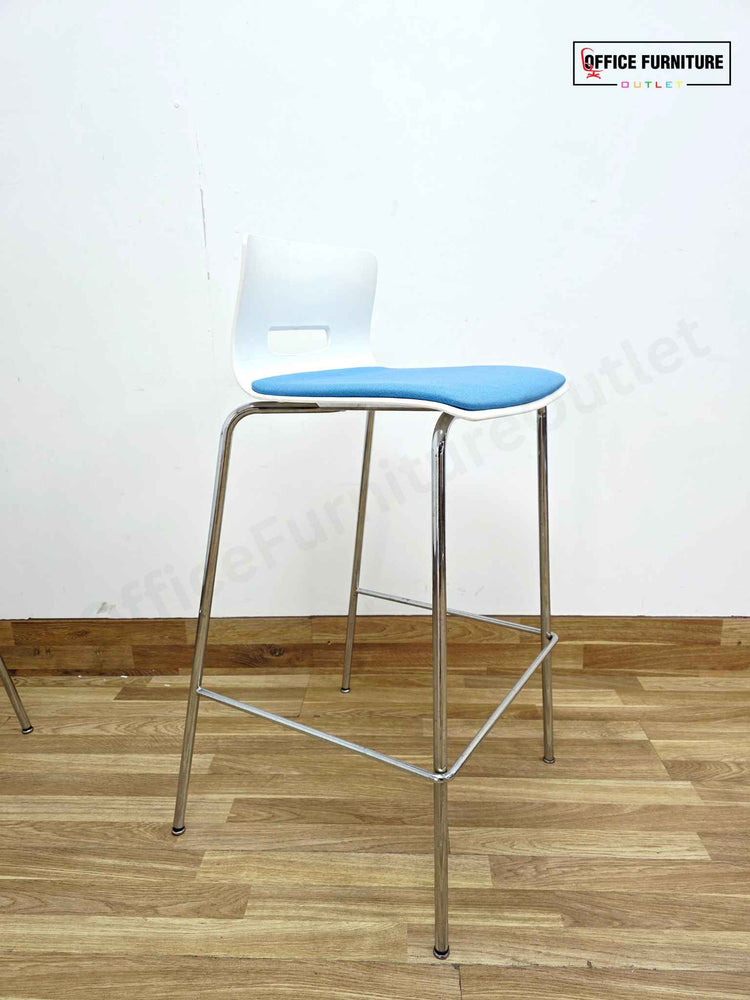 Allermuir White & Blue Bar Stool - Set of 3