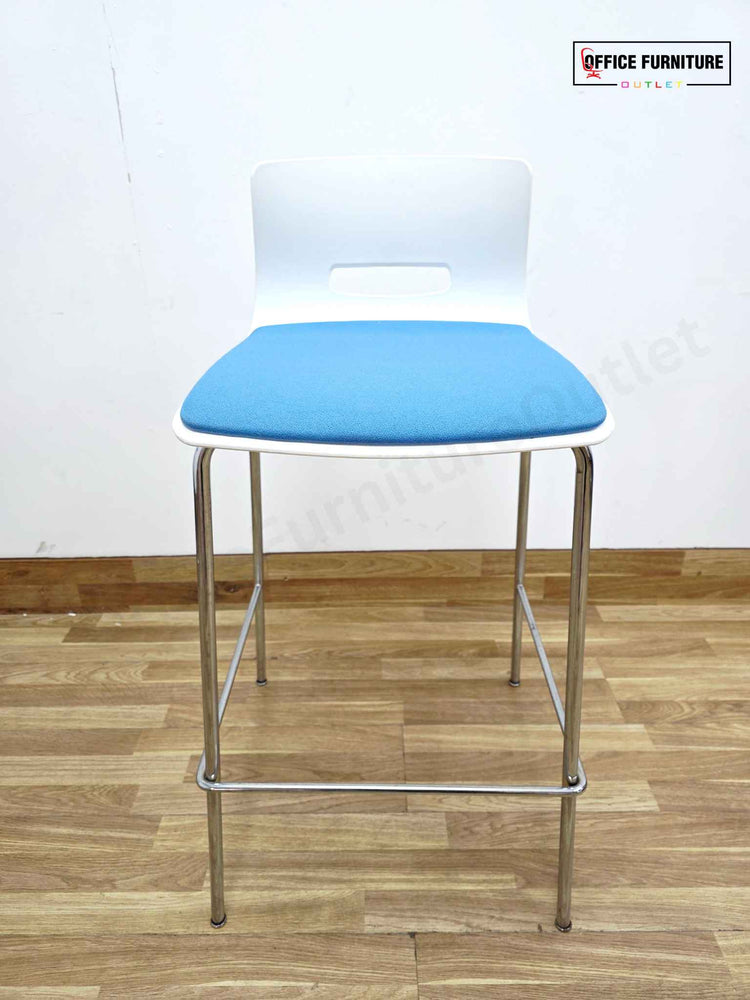 Allermuir White & Blue Bar Stool - Set of 3