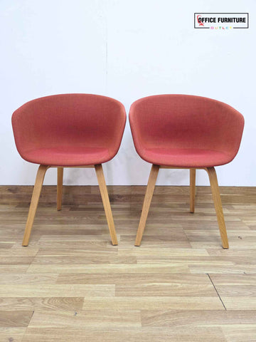 Set of 2 Burnt Orange Tub Chairs (Grade B - Light Rips on Backs)
