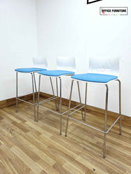 Allermuir White & Blue Bar Stool - Set of 3
