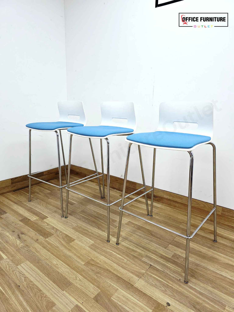 Allermuir White & Blue Bar Stool - Set of 3
