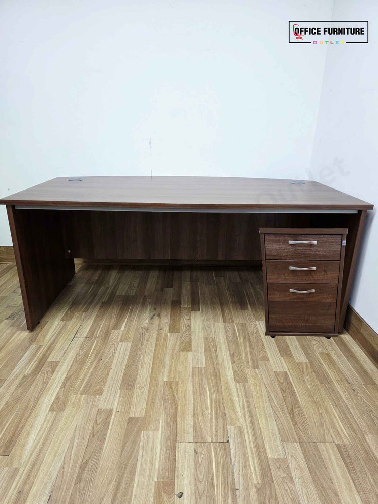 Executive Walnut Desk 180×100 + Pedestal – Office Desk UK