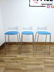 Allermuir White & Blue Bar Stool - Set of 3