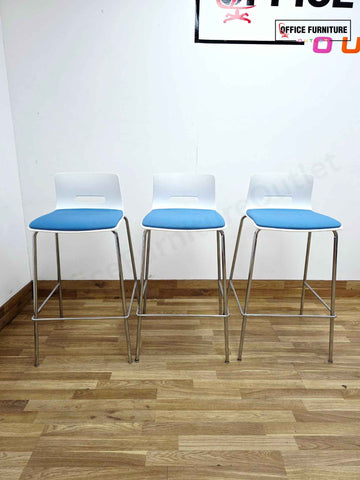 Allermuir White & Blue Bar Stool - Set of 3
