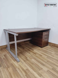 Walnut Wave Desk with Pedestal (160cm x 80/100cm)