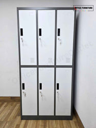 Metal Bank of 6 Lockers – Grey & White Staff Storage Unit (ST61)
