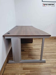 Walnut Wave Desk with Pedestal (160cm x 80/100cm)