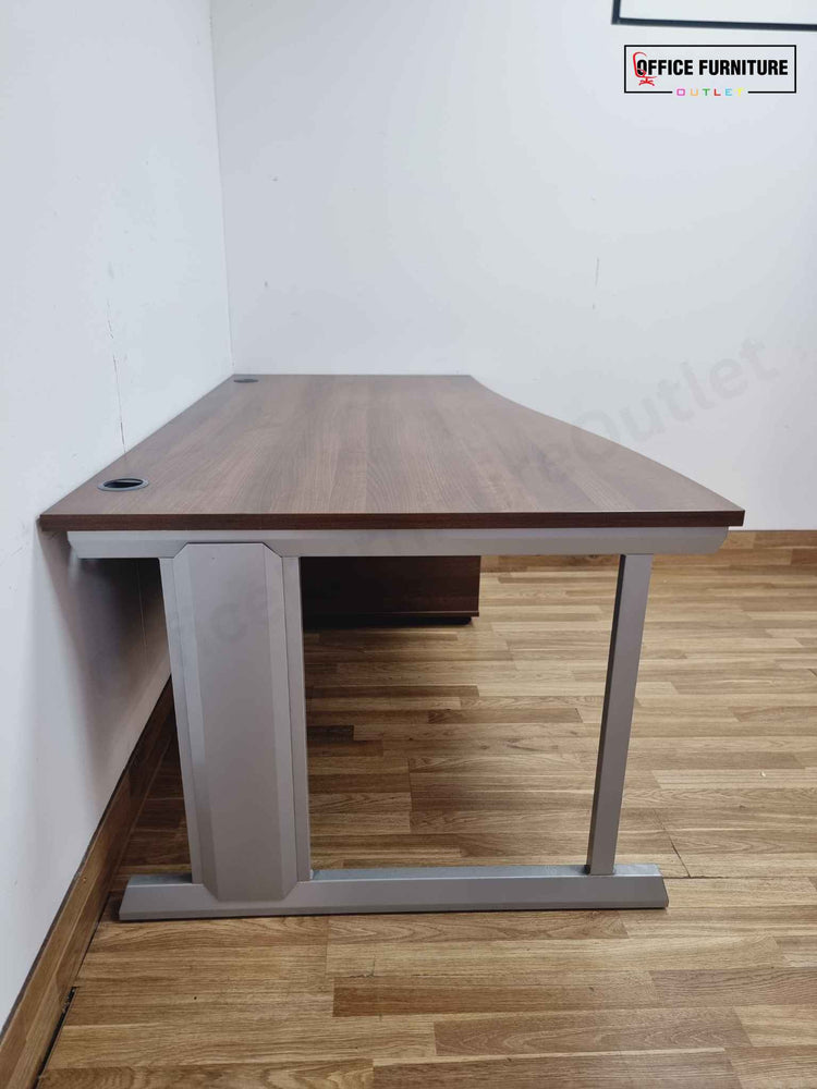 Walnut Wave Desk with Pedestal (160cm x 80/100cm)