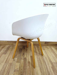 8-Person White Meeting Table with 8 x HAY About A Bucket Chairs