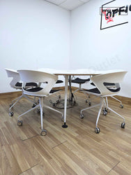 Six Person Round Meeting Table with Kastel Chairs