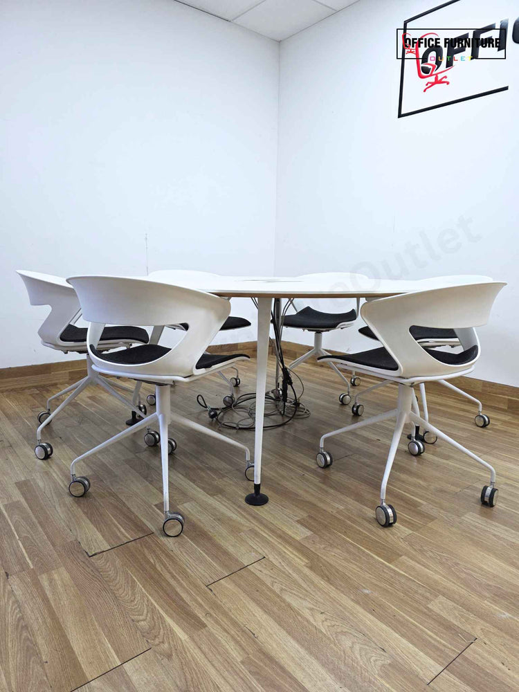 Six Person Round Meeting Table with Kastel Chairs