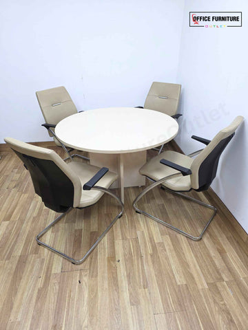 Round Maple Meeting Table with Four Gresham Chairs
