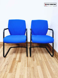 Set of 2 Blue Visitor Chairs By DS Ergonomics