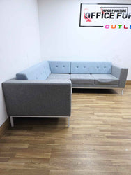 Contemporary Corner Sofa Suite – Light Grey & Blue